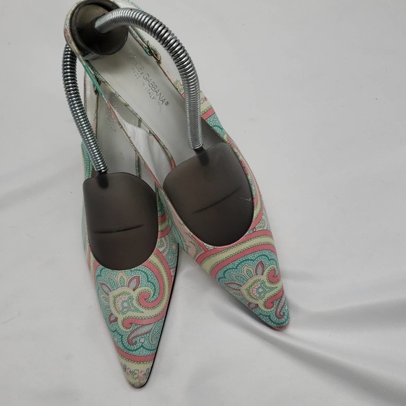 DOLCE & GABBANA PAISLEY PRINT SLINGBACK PUMPS - Picture 4 of 16
